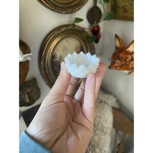 Vintage Westmoreland Milk Glass English Hobnail Sawtooth Salt Cellar Open Salt